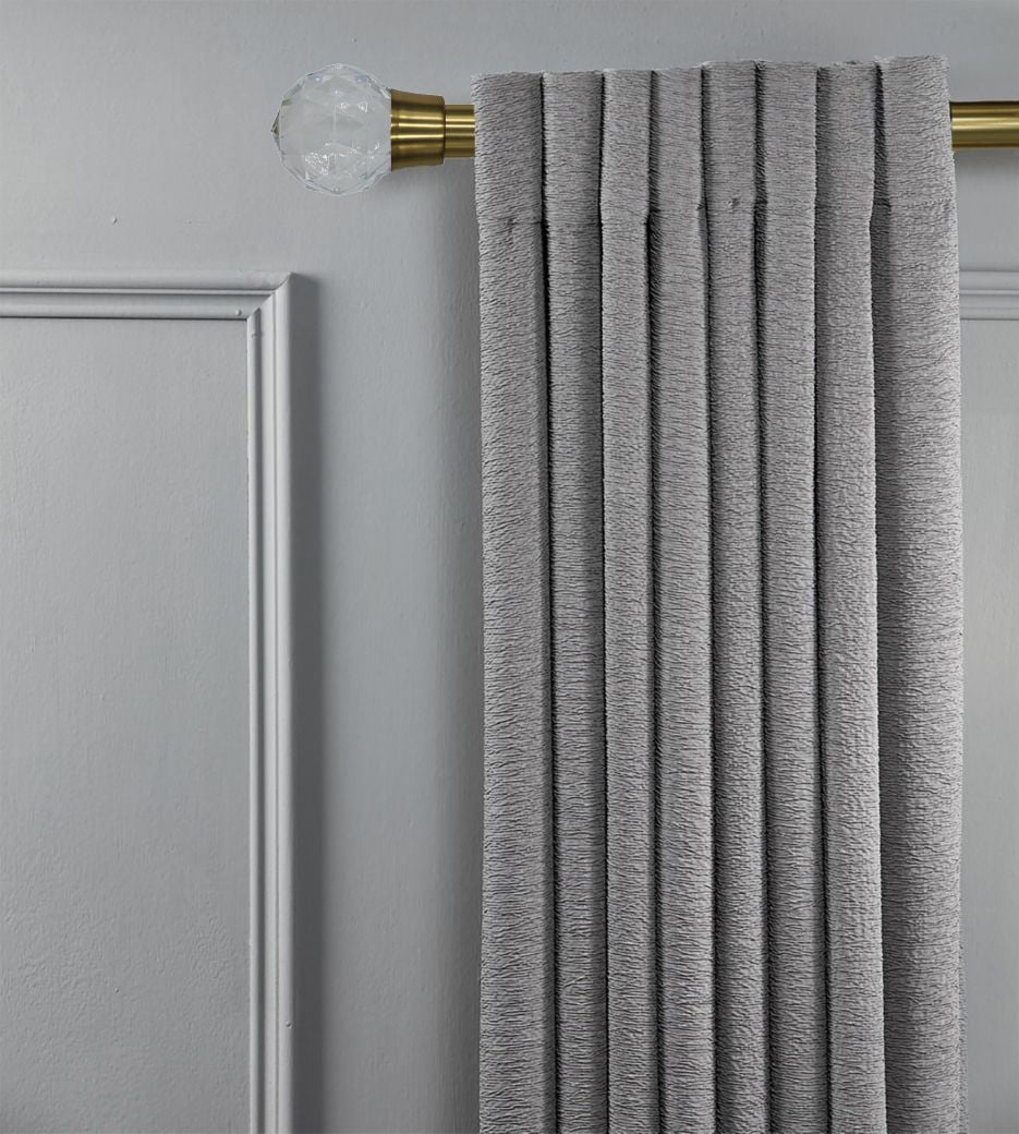Linen Avenue Faceted Acrylic Single Window Curtain Rod Set, 28 to 48-inch, Brass
