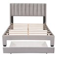 thumbnail image 3 of Queen Size Platform Bed with Underbed Drawer,Upholstered Bed Frame with Vertical Channel Tufted Headboard and Footboard,Mattress Foundation,Wood Slat Support, No Box Spring Needed, 3 of 7