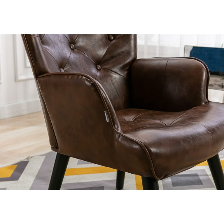 Accent Chair for Living Room Upholstered Armchair with Wood Legs