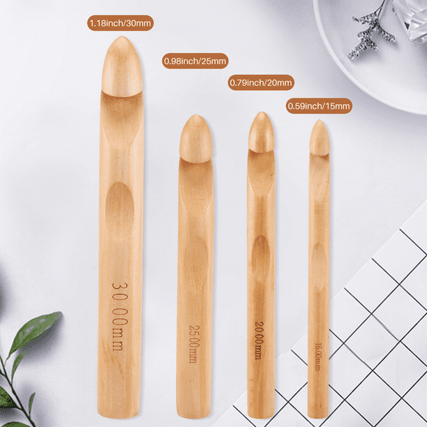 Suzant Large Crochet Hooks 15mm 20mm 25mm 30mm Wooden Crochet Hook Set