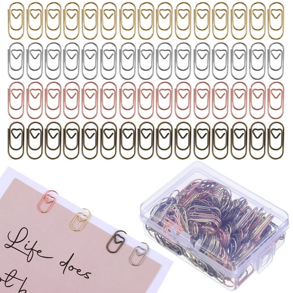 200 Pcs Cute Heart Paper Clips Decorative Binder Clips Small Paperclips for Office