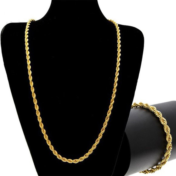 Gold Color Filled Necklace Chain For Men And Women Necklace Bracelet Set Gold Rope Chain Necklace High Quality