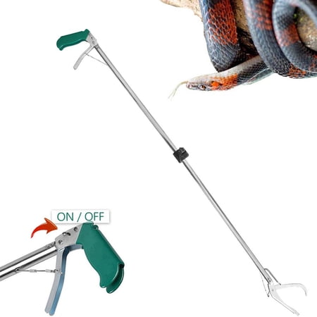2WIN2BUY Snake Handling Tool with Teeth, Upgraded 47 inch Snake Catcher, Litter Picker with Zigzag Wide Jaw- Snake Tongs with Stainless Steel