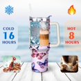 thumbnail image 4 of Colorful Purple Flowers 40 Oz Tumbler with Handle Lid and Straw, Stainless Steel Double Walled Vacuum Insulated Cup, Cute Birthday Gifts Tumbler for Women Men Friends, 4 of 7