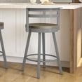 thumbnail image 5 of Amisco Vector 26 In. Swivel Counter Stool - Beige Distressed Wood / Glossy Grey Metal, 5 of 9