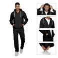 thumbnail image 3 of Men's Hooded Tracksuit 62 Piece Casual Full Zip Jogging Sweatsuit Sets(Charcoal,M), 3 of 5