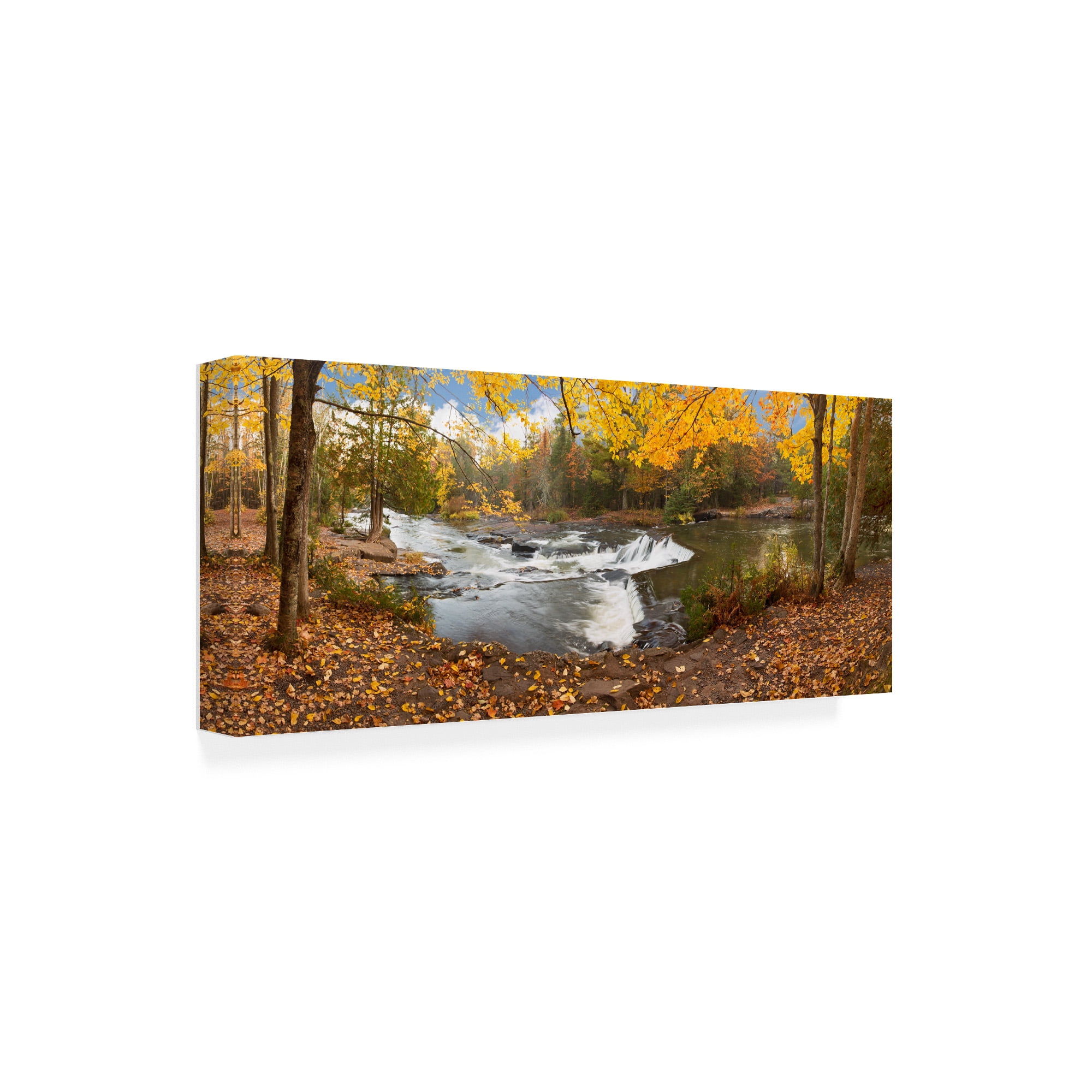 Trademark Fine Art 'Bond Falls In Autumn Panorama Bruce Crossing Michigan Color' Canvas Art by Monte Nagler