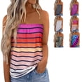 thumbnail image 4 of Top de tubo largo sin tirantes, camiseta de tubo sin costuras estampada para mujer, lavable a máquina para vacaciones informales, 4 of 6