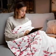 thumbnail image 5 of Spring Pink Floral Cherry Blossoms Throw Blanket Flannel Fleece Throws, Japanese Flowers Lightweight Super Soft Warm Blankets for Couch Sofa Bed All Season Use, 50x60 in, 5 of 9