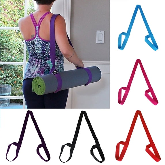 NUZYZ Solid Color Exercise Fitness Yoga Mat Holder Shoulder Strap Carrier Tie Belt Dark Purple