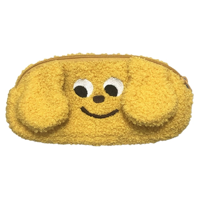 1 pieza de divertido y lindo estuche para bolígrafos con forma de cachorro de peluche y expresión divertida, 21,5 x 11 x 2 cm