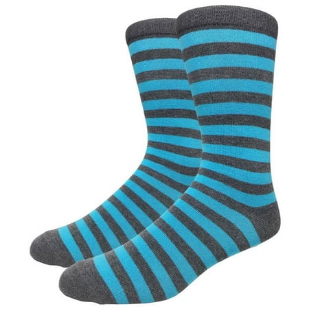 

Men s Cotton Luxury Colorful Striped Casual Crew Dress Socks Charcoal / Teal Size 8 to 13