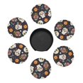 thumbnail image 3 of 6 Pce Leather Coasters 3.9in With Coasters Storage Box Antifouling And Antiscalding For Dining Room Kitchen Office Bedroom Living Room Festive Cute Sugar Skulls (3), 3 of 8