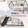 thumbnail image 3 of Bellemave Metal Twin over Twin House Bunk Bed with Guardrail and Ladder and Slide, Black, 3 of 8