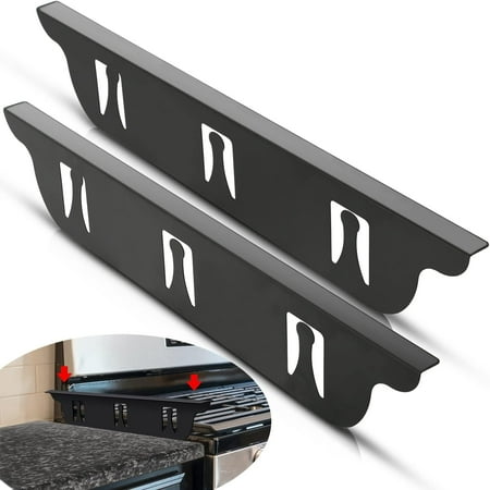Kozyland Stove Gap Covers - Stainless Steel, Oven Gap Filler, Heat Resistant & Easy To Clean, Between Stove and Counter Guard (Black, 23.5"L, 0.9" W)