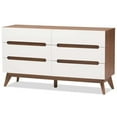 thumbnail image 1 of Allora Commode Double à 6 Tiroirs en Blanc et Noyer, 1 of 8