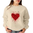 thumbnail image 2 of WREESH Matching Couple Sweatshirt Valentine's Day Outfit, 1 Piece Heart Printed Pullover Tops Anniversary Valentine Gifts for Him and Her Beige, 2 of 5
