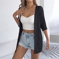 thumbnail image 5 of UVEASISHA Women Short Sleeve Crochet Cardigans Lightweight Summer Boho Kimono Cardigan Open Front Oversized Knit Sweaters Black S, 5 of 9