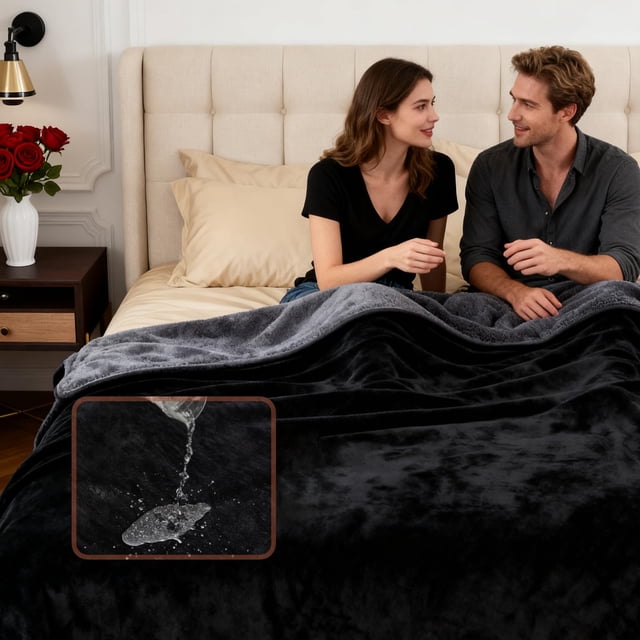 Manta impermeable Doux Dosy tamaño king (200 x 230 cm), color negro y gris