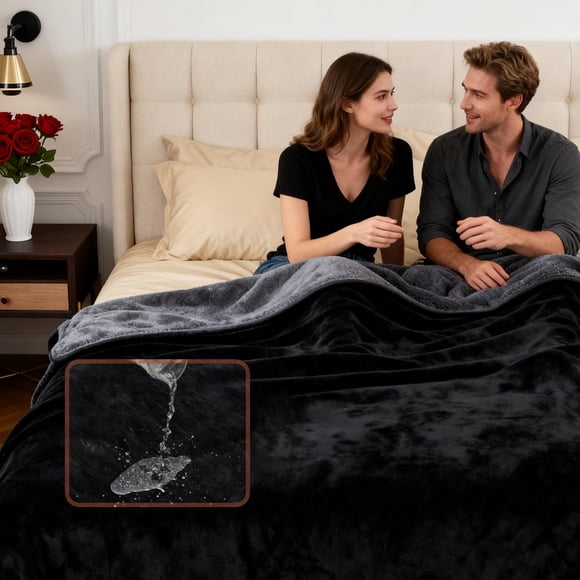 Manta impermeable Doux Dosy tamaño king (200 x 230 cm), color negro y gris