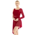 thumbnail image 4 of TSSOE Women's Lyrical Latin Jazz Dance Dress Leotard Lace Single Long Sleeve Ballet Figure Skating Burgundy XS, 4 of 8