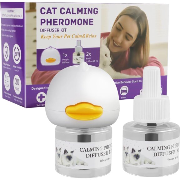 Catcher Cat Pheromones Calming Diffuser,60-Day Calming Kit for Cats - Reduce Anxiety & Stress, Deter Aggression & Scratching - 48ml Bottle, Universal Fit