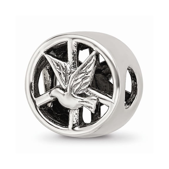 925 Sterling Silver Reflections Dove & Peace Sign Bead; for Adults and Teens; for Women and Men