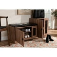 thumbnail image 5 of Contemporary Dark Brown Faux Leather Upholstered 2-Door Wood Shoe Storage Bench with Cabinet, 5 of 5