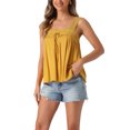 thumbnail image 4 of INSPIRAR CHIC Top sin mangas de mujer con panel de encaje, cuello cuadrado, fluido y con volantes, amarillo L, 4 of 6