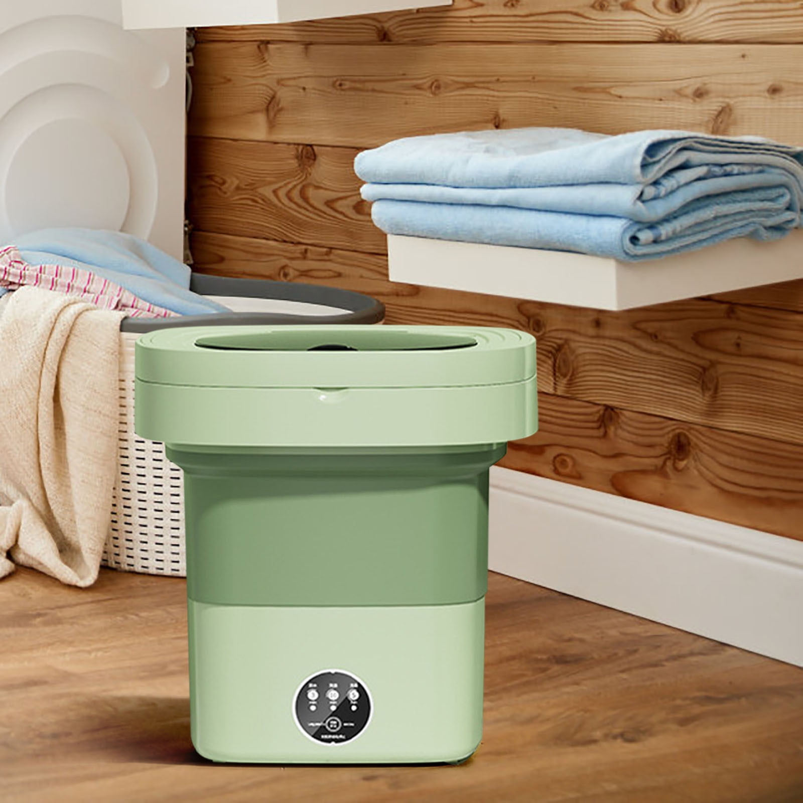 FHBVT Folding Portable Mini Washing Machine 8.5L Large Capacity 3 Intelligent Cleaning Modes Foldable Space-Saving Dehydration Function for Dormitory Travel Home Underwear Baby Clothing Washing