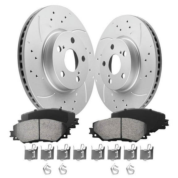 Aurogenix Front Brake Kit Fits for 2009-2019 Toyota Corolla, Pontiac Vibe, 2009-2013 Toyota Matrix,Geomet Coated Brake Rotors And Pads Kit, 275mm (10.8in)
