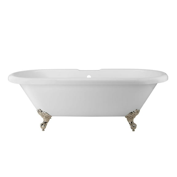 Halifax 70 Inch Acrylic Double Ended Clawfoot Tub - Rim Faucet Drillings - Imperial Ball & Claw Feet