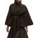 thumbnail image 3 of Ponchos con Mangas de Murciélago para Mujer, Abrigo de Lana con Cuello Alto y Cinturón, Chaqueta Corta de Invierno Café S, 3 of 8