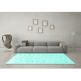 thumbnail image 3 of Ahgly Company Indoor Rectangle Solid Turquoise Blue Modern Area Rugs, 2' x 4', 3 of 4