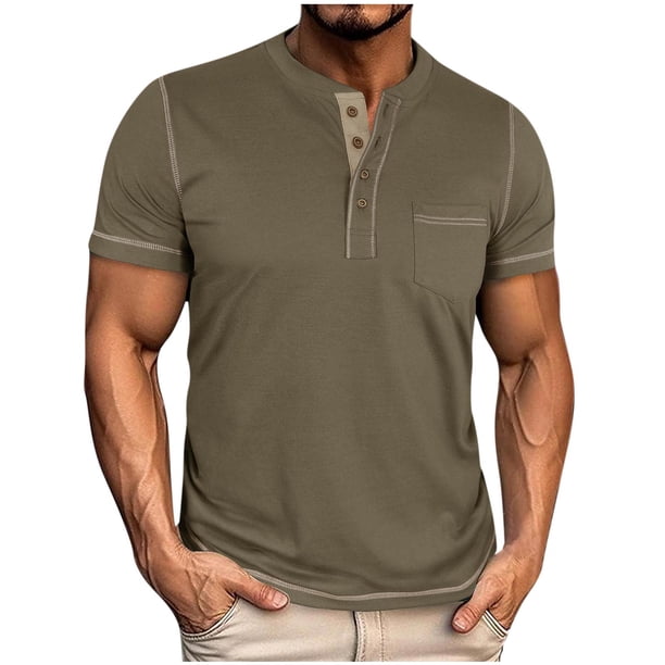 Camisas de Manga Corta Casual Moda Suéter Color Sólido Cuello Redondo Blusas, Ligera Camisa de Verano Transpirable