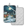 thumbnail image 2 of ALAZA Winter Houses and Moon Pot Holders Set of 2 Heat Resistant Kitchen Oven Mitts, 2 of 7