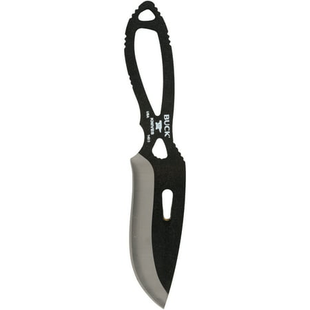 Buck Knives 0143BKSWM PakLite Skinner Skeletonized Fixed Blade Hunting Knife with Nylon Sheath, Black Traction Coating,