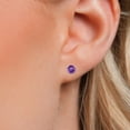 thumbnail image 2 of Gem Stone King 18K Rose Gold Plated Silver Purple Amethyst Stud Earrings for Women | 0.50 Cttw | Gemstone February Birthstone | Round 4MM, 2 of 5
