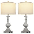 thumbnail image 5 of Cinkeda Farmhouse Touch Table Lamps with USB Ports AC Outlet Modern 3 Way Dimmable Resin Bedside Nightstand Lamp Set of 2 for Living Room Bedroom, 5 of 7