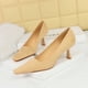 thumbnail image 2 of Zapatos de tacón bajo de ante de lujo para mujer, de boca poco profunda, con punta cuadrada, ajustados, de tacón medio alto, versátiles, clásicos, para boda, 2 of 5