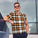 thumbnail image 4 of Fotbe Orange Plaid Camiseta Polo de Golf para Hombre con Estampado – Camisa Deportiva Transpirable con Cuello Abotonado-Small, 4 of 6