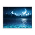 thumbnail image 1 of Designart Lune romantique sur la mer d'un bleu profond I ART MURAL À CADRE FLOTTÉ, 1 of 4
