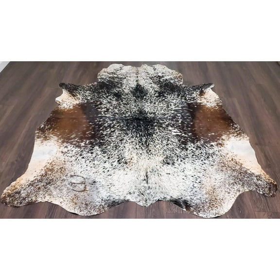 Real Tricolor Cow Skin Area Rug Hair on Leather Hide 6.5 ft X 6 ft - 45 x 36 sq.ft Approx. Multicolor