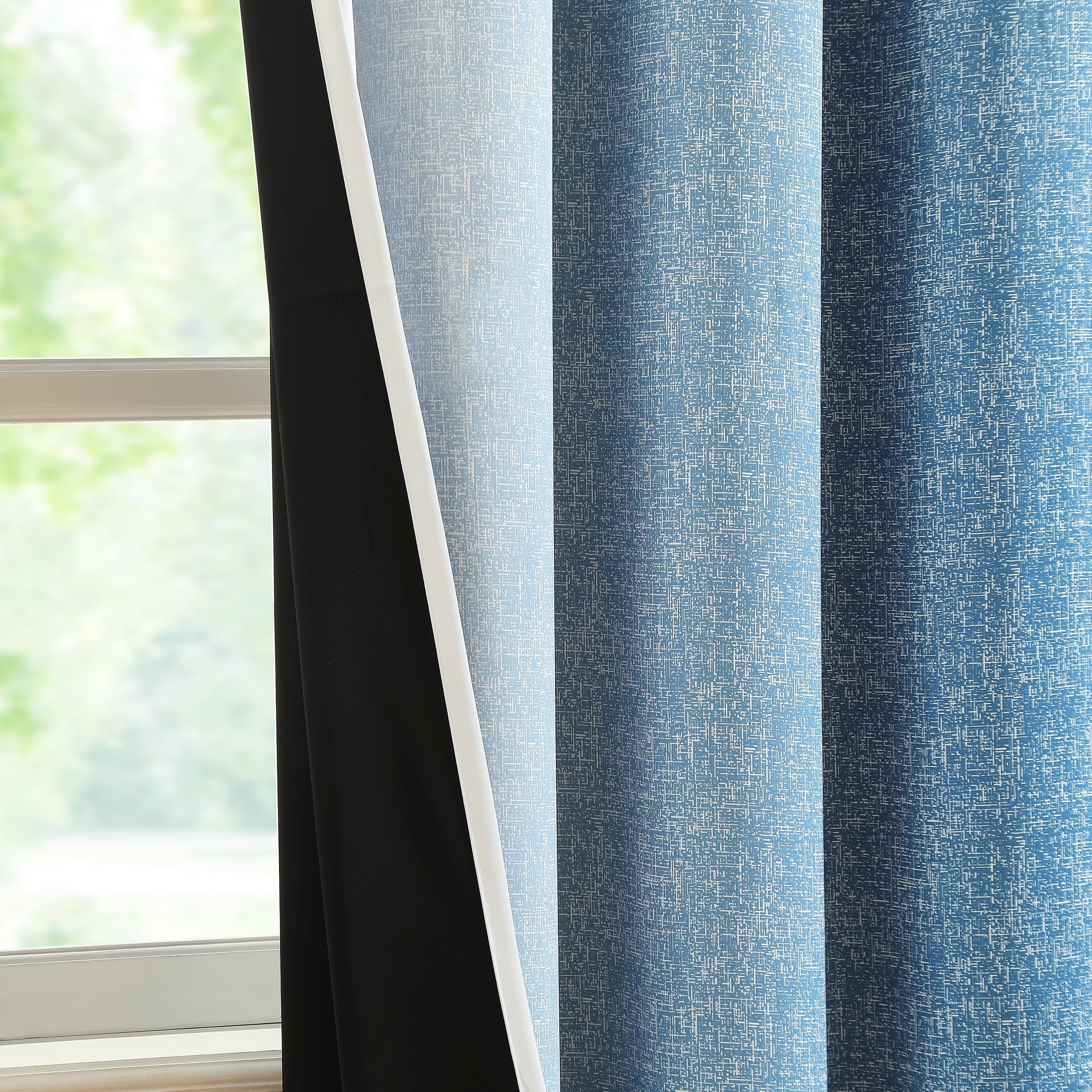 Junvictex Ombre Blue Blackout Curtains, Grommet Style, Triple Weave with Black Layer for Superior Light Blocking and Heat Absorption, Perfect for Bedrooms,54"x84"
