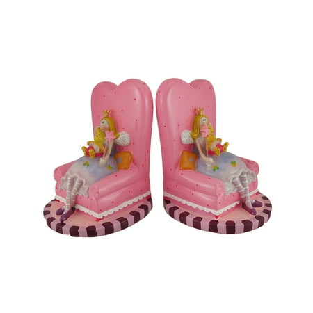 Bear Stock Market Bookends - King Max - Fairy Princess and Teddy Bear On a Sofa Bookends Set of 2 - Pink
