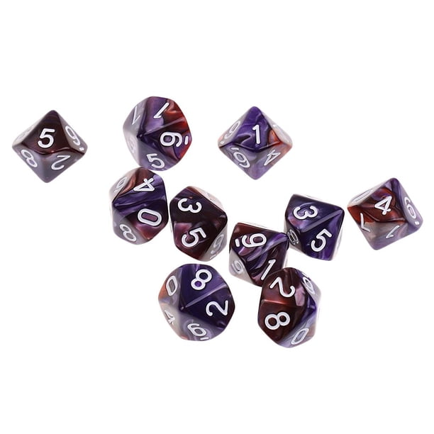 10 dados acrílicos D10 de 10 caras para juegos de mesa y juegos familiares. Selección. 16mm