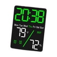 thumbnail image 4 of Reloj despertador digital de escritorio con enchufe, 9 x 2,5 x 12 cm, ajuste de brillo de 3 niveles con fecha y temperatura para personas mayores, Luz de fondo verde, 4 of 7