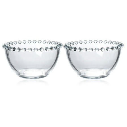 UPOUART  2Pcs Elegant Round Glass Bowl for Food Storage and Serving at Home