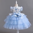 thumbnail image 5 of GaThRRgYP Toddler Kids Baby Girls Princess Casual Dress Party Dresses,Children Level Netting Princess Dress Lace Sleeveless Girl Bowknot Gown Dress Blue 1-9 Years, 5 of 5