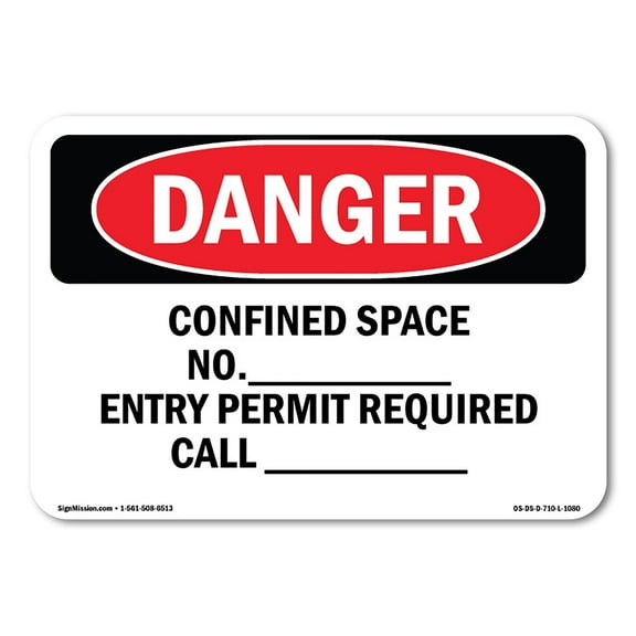 OSHA Danger Sign - Confined Space Permit Required | Decal | Protect Your Business, Construction Site, Warehouse & Shop Area |  Made in The USA